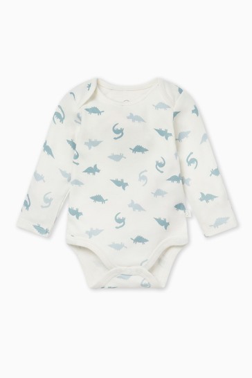 MORI Animal Organic Cotton Dino Long Sleeve Bodysuit