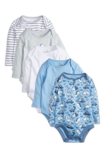 M&Co Blue Long Sleeve Bodysuits Five Pack