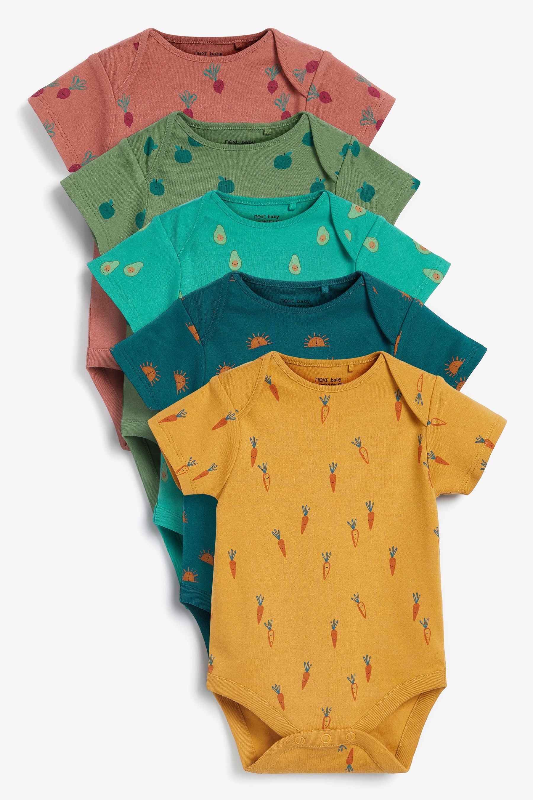 Baby 5 Pack Short Sleeve Bodysuits (0mths-3yrs)