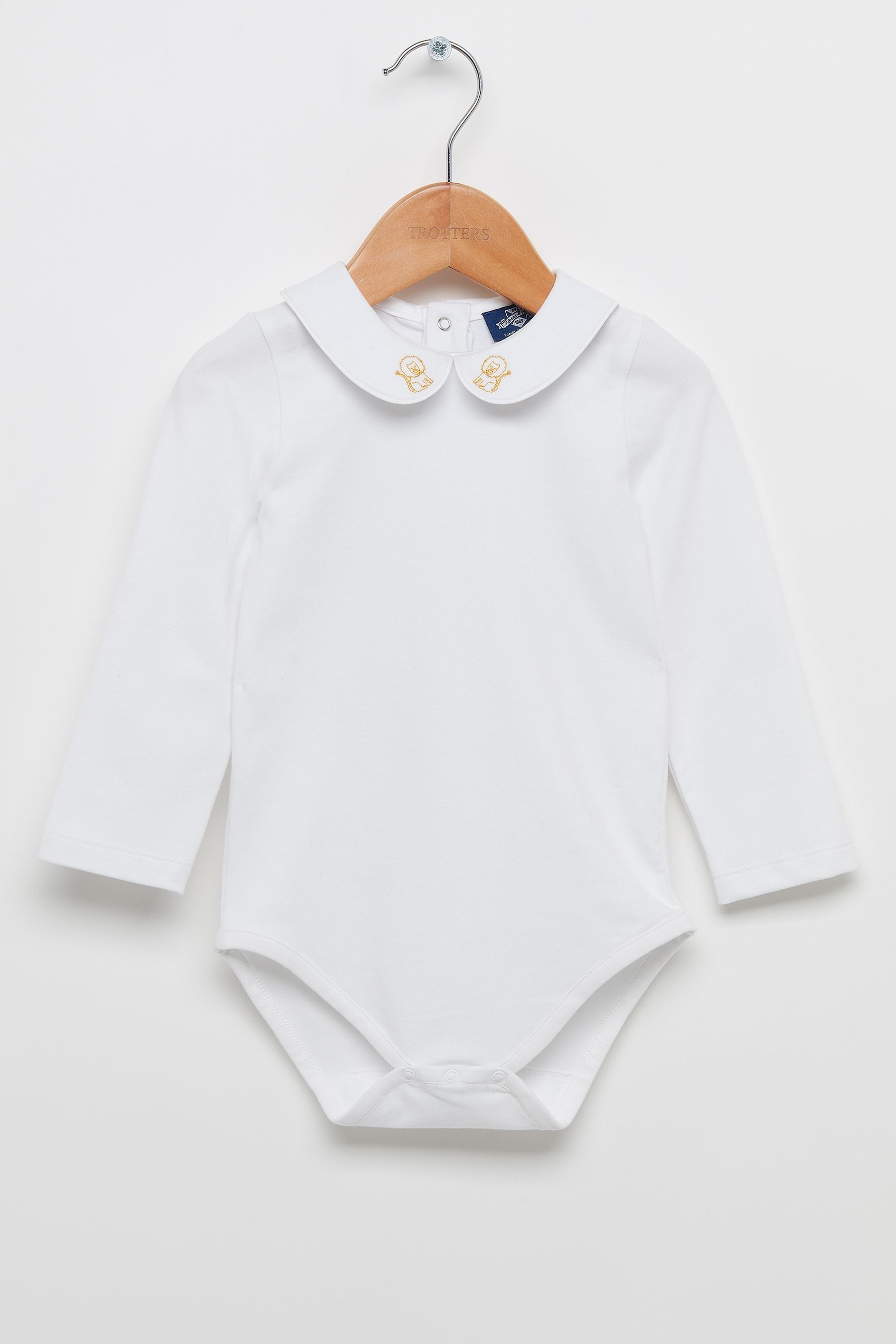 Trotters London White Milo Augustus Body Long Sleeve Dungarees