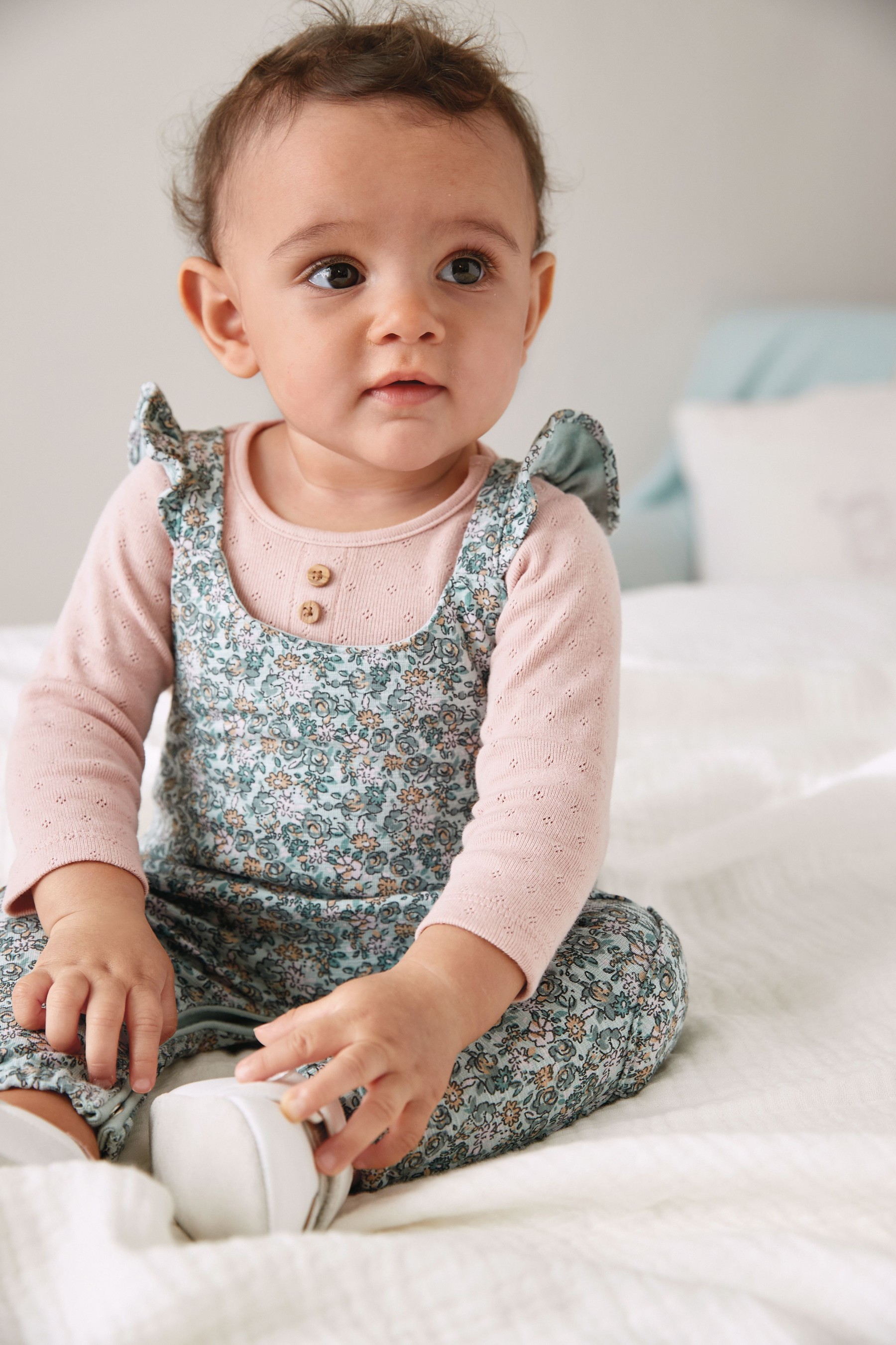 Ditsy Baby Dungarees (0mths-3yrs)