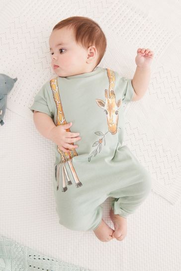 FatFace Baby Green Crew Giraffe Romper