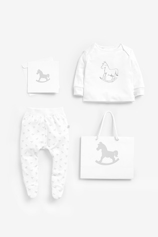 The Little Tailor White Jersey Top & Pants Gift Set