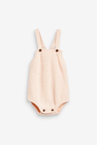 The Little Tailor Pink Knitted Baby Romper Bodysuit