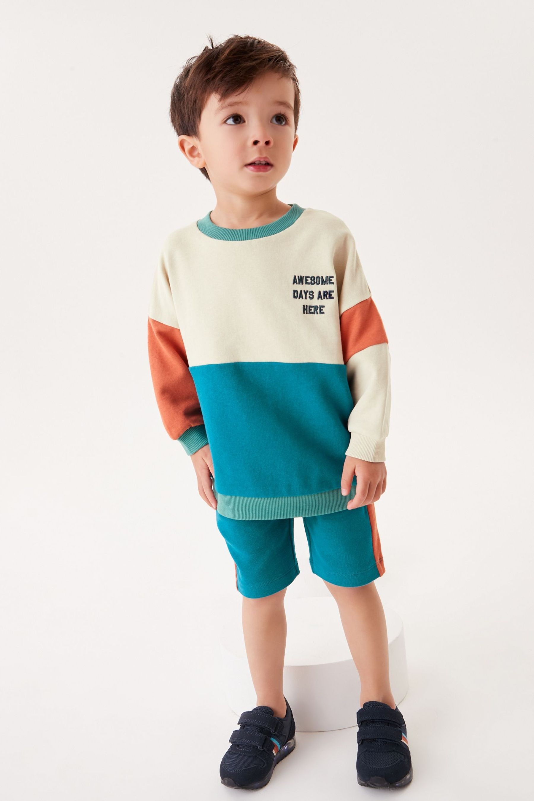 Colourblock Jersey Sweatshirt & Short Set (3mths-7yrs)