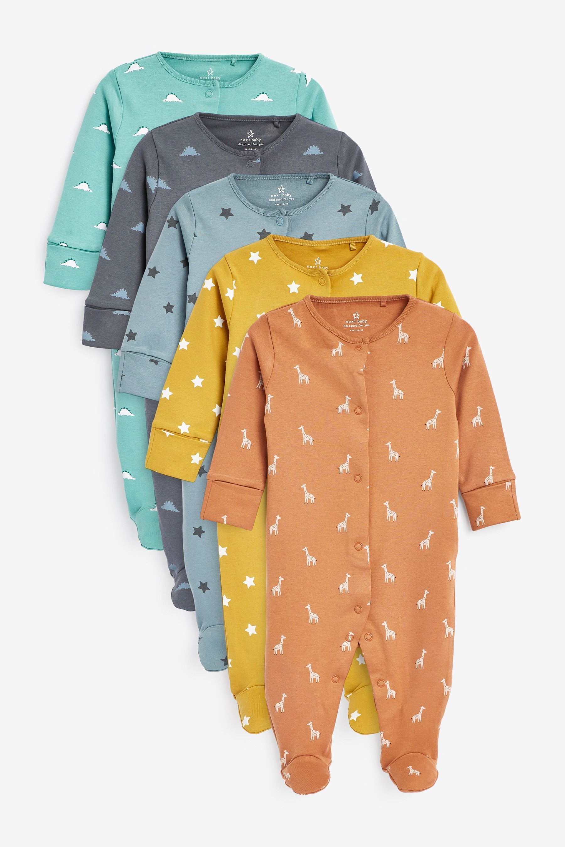 5 Pack Baby Sleepsuits (0-2yrs)