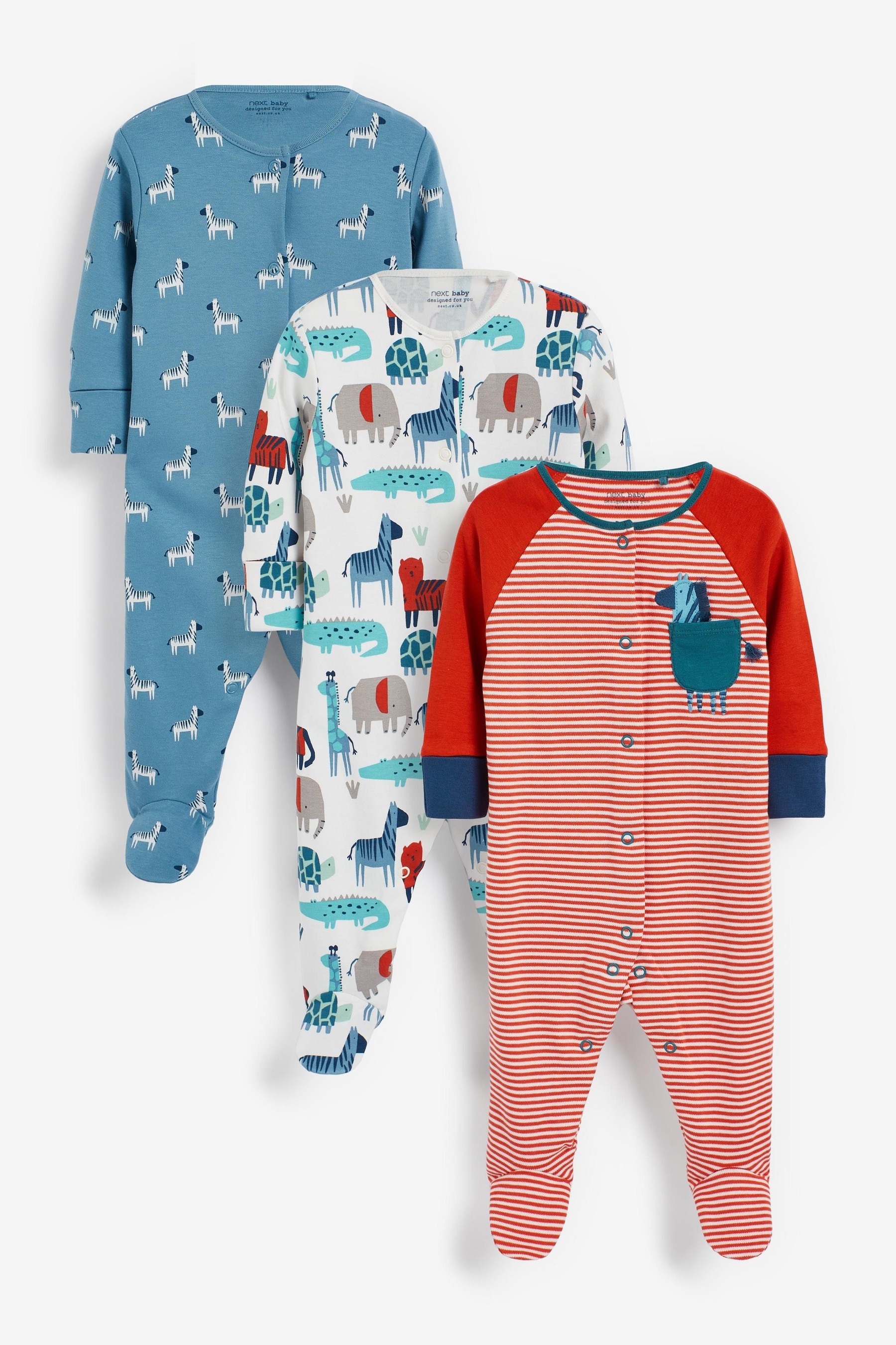 Baby 3 Pack Sleepsuits (0mths-2yrs)