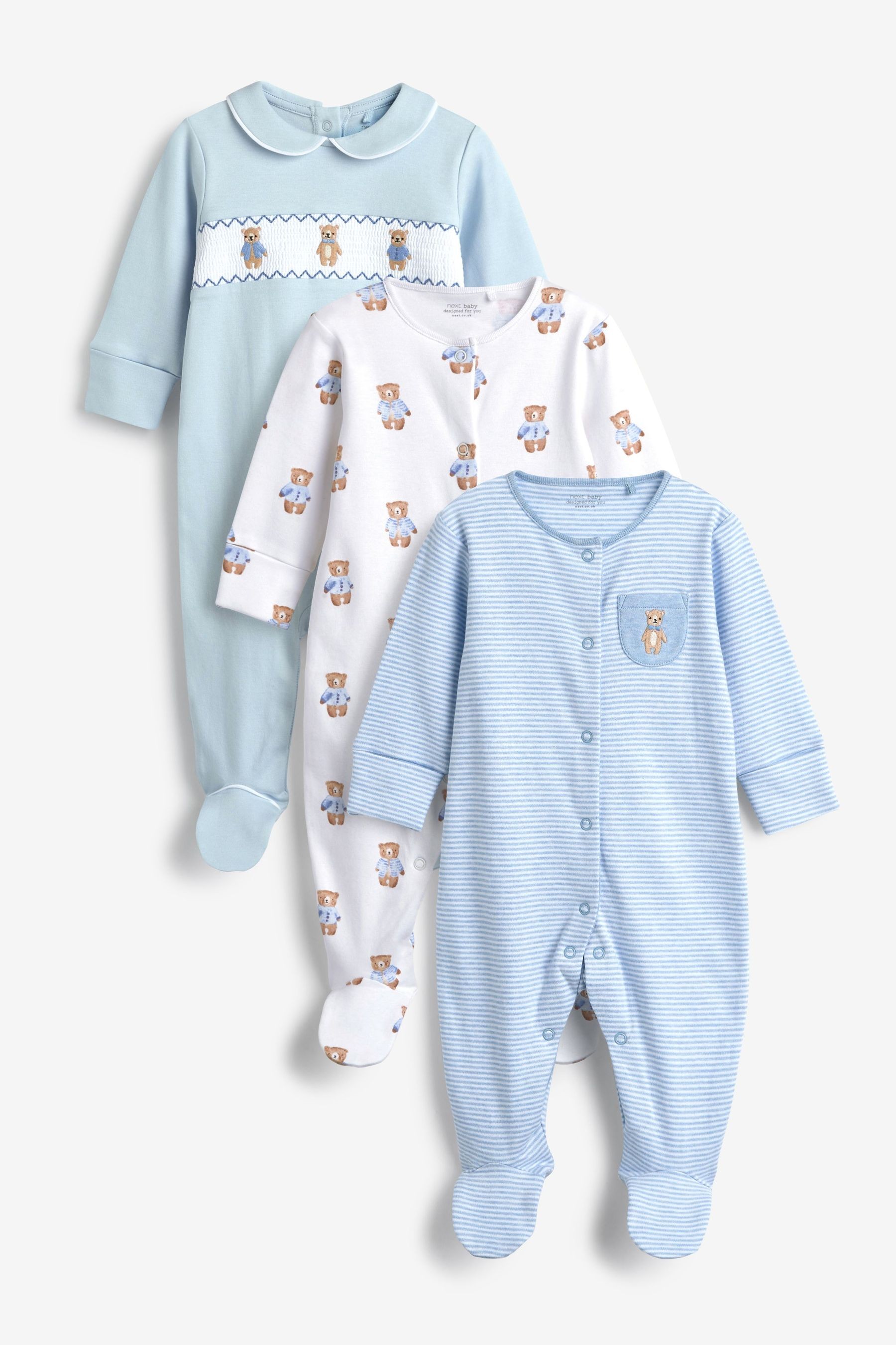 Baby 3 Pack Sleepsuits (0mths-2yrs)