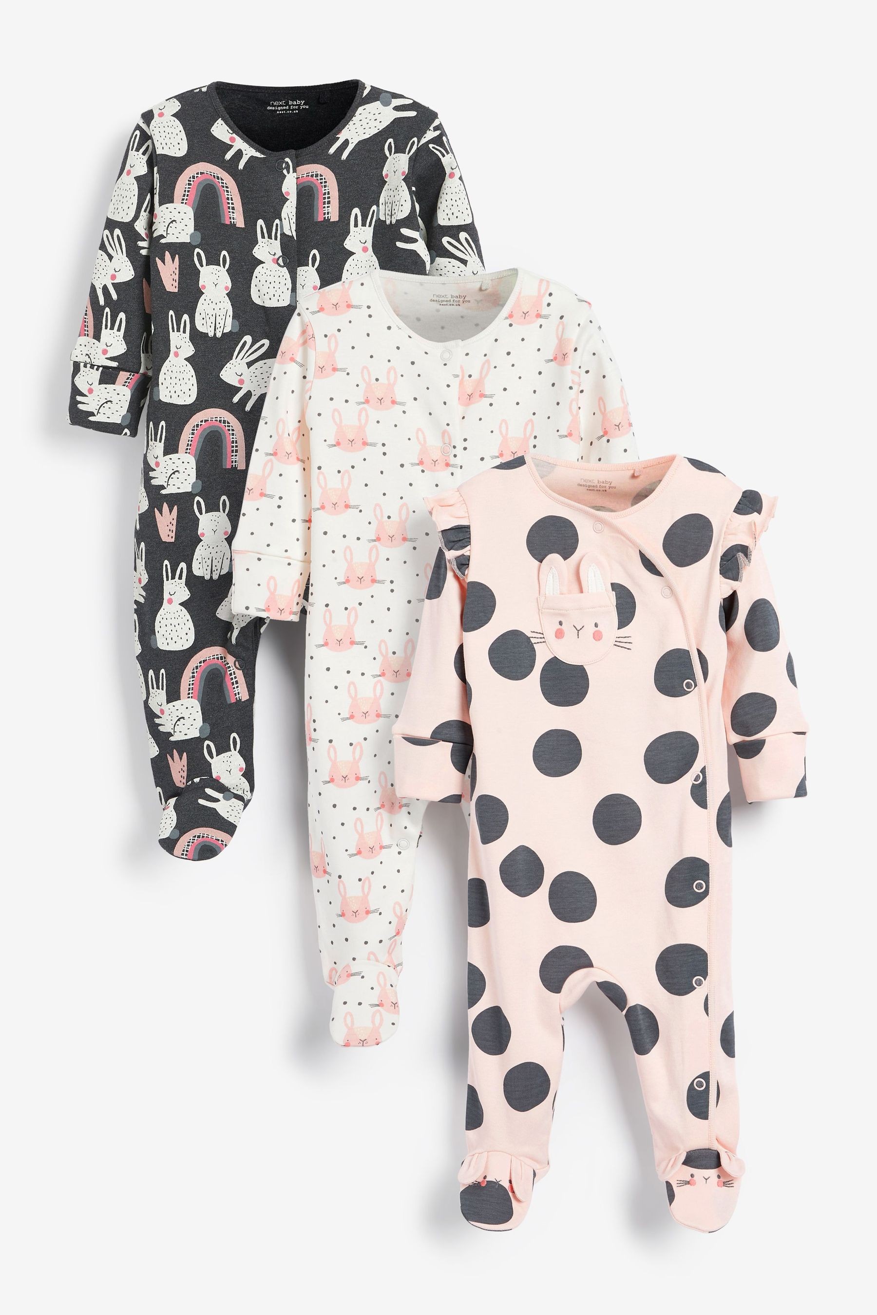 Baby 3 Pack Sleepsuits (0mths-2yrs)