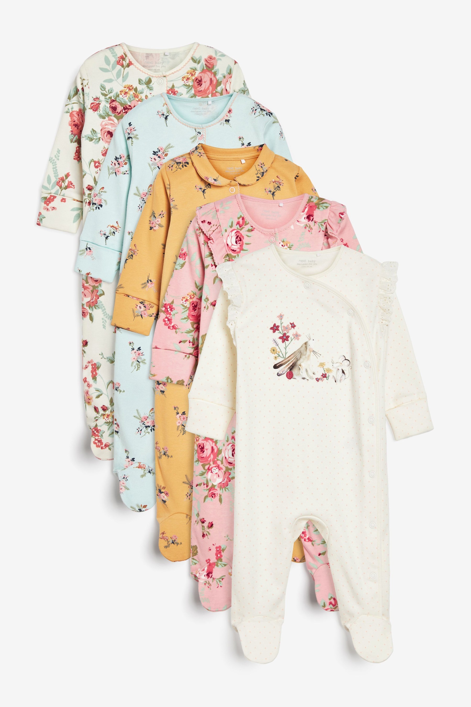 Baby 5 Pack Sleepsuits (0mths-2yrs)