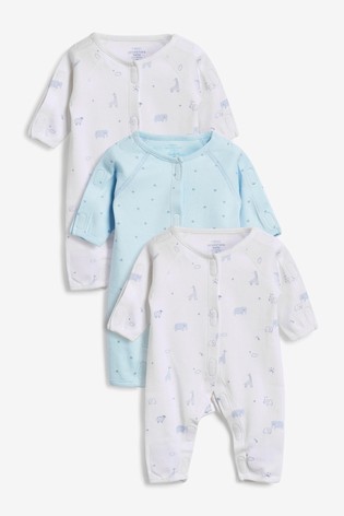 3 Pack Premature Baby Sleepsuits (0-0mths)