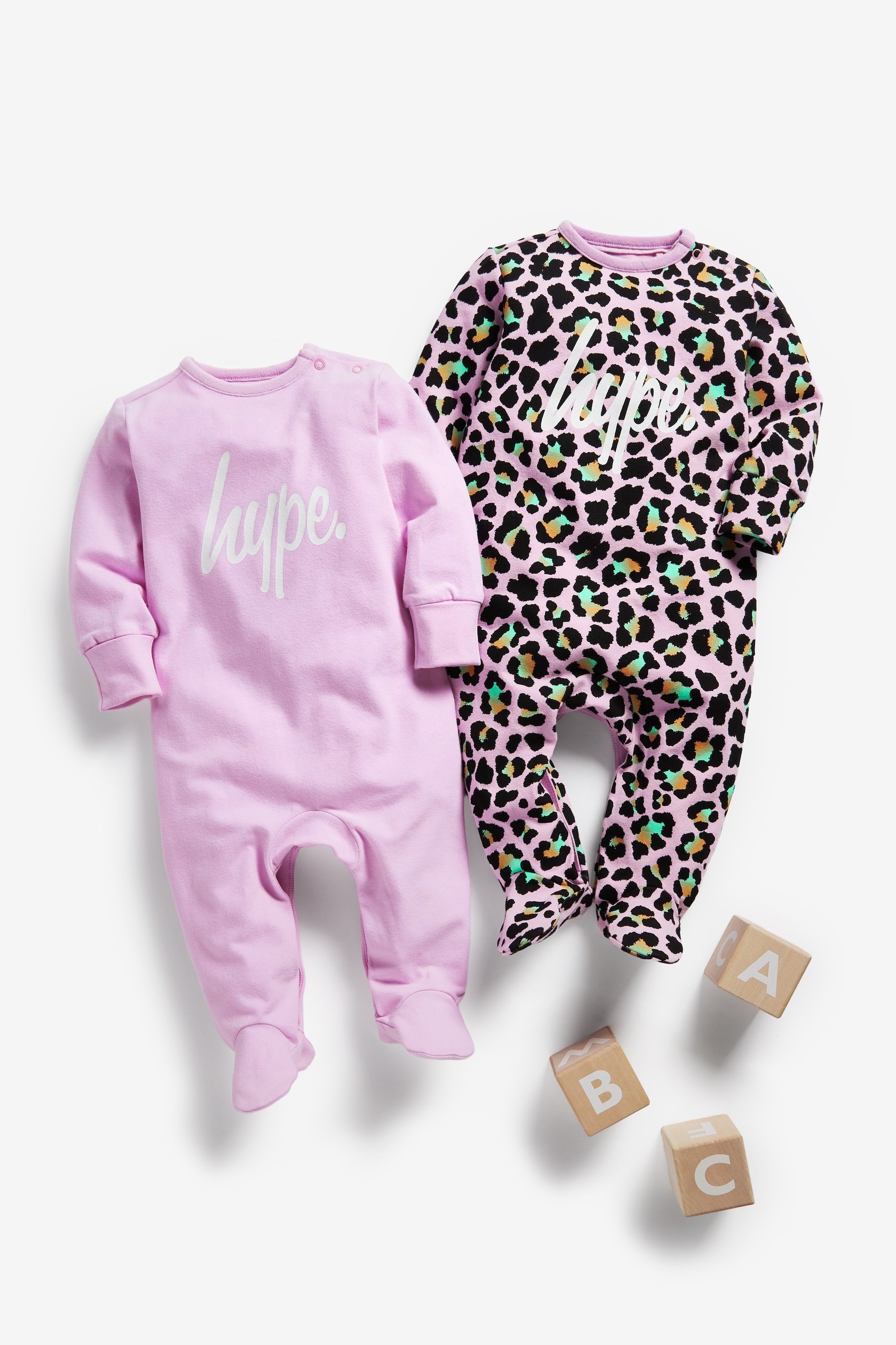 Hype. Baby Pink Animal Sleepsuit 2 Pack