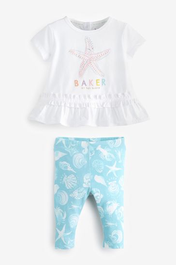 Baker by Ted Baker White Starfish طقم تي شيرت وبنطلون ضيق</br>