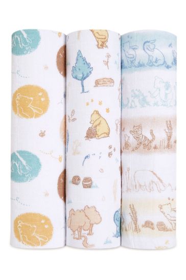 aden + anais Disney Baby Winnie In The Woods Large Cotton Muslin Blankets 3 Pack