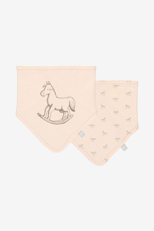 The Little Tailor Pink Rocking Horse Jersey Bibs Two Pack