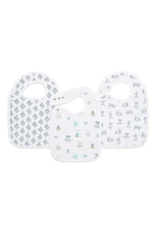 aden + anais White Cotton Muslin Now + Zen Snap Bibs 3 Pack