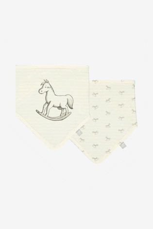 The Little Tailor Cream Rocking Horse Jersey Bibs Two Pack