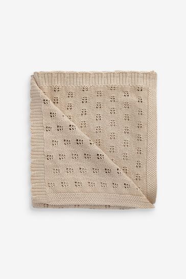 The Little Tailor Fawn Pointelle Natural Blanket