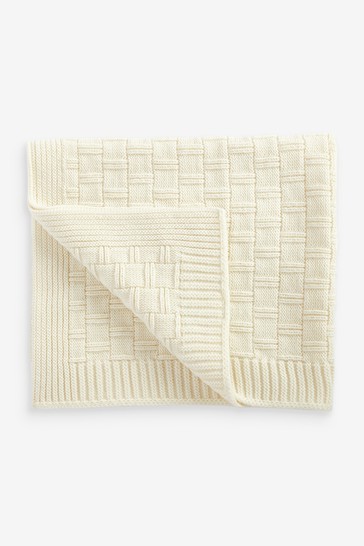 Benetton White Knitted Blanket