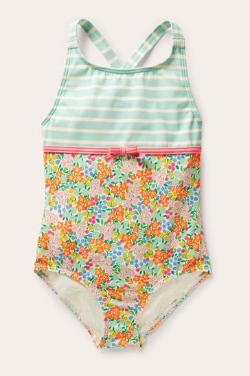 Boden Blue Hotchpotch Cross-back Swimsuit