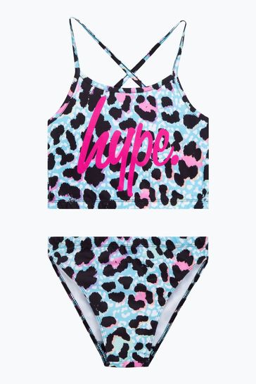 Hype. Blue Ice Leopard Script Bikini