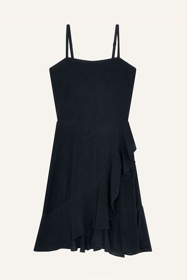 Monsoon Black Frill Front Mini Dress