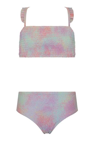 Kylie Pink Teen Tie Dye Shirred Bikini