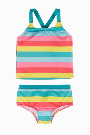 Frugi Natural Rainbow Stripe UPF 50+ Recycled Reef Tankini