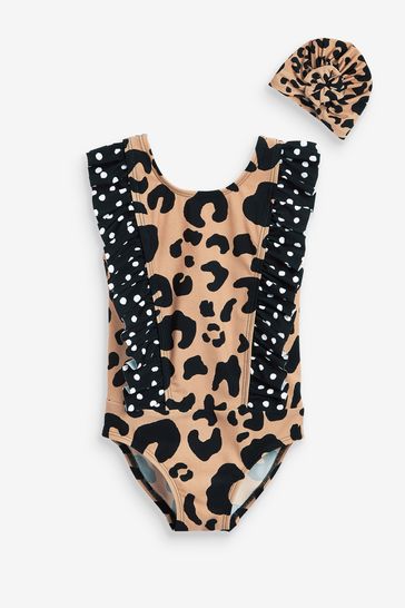 Myleene Klass Tan Brown Leopard Print Swimming Costume