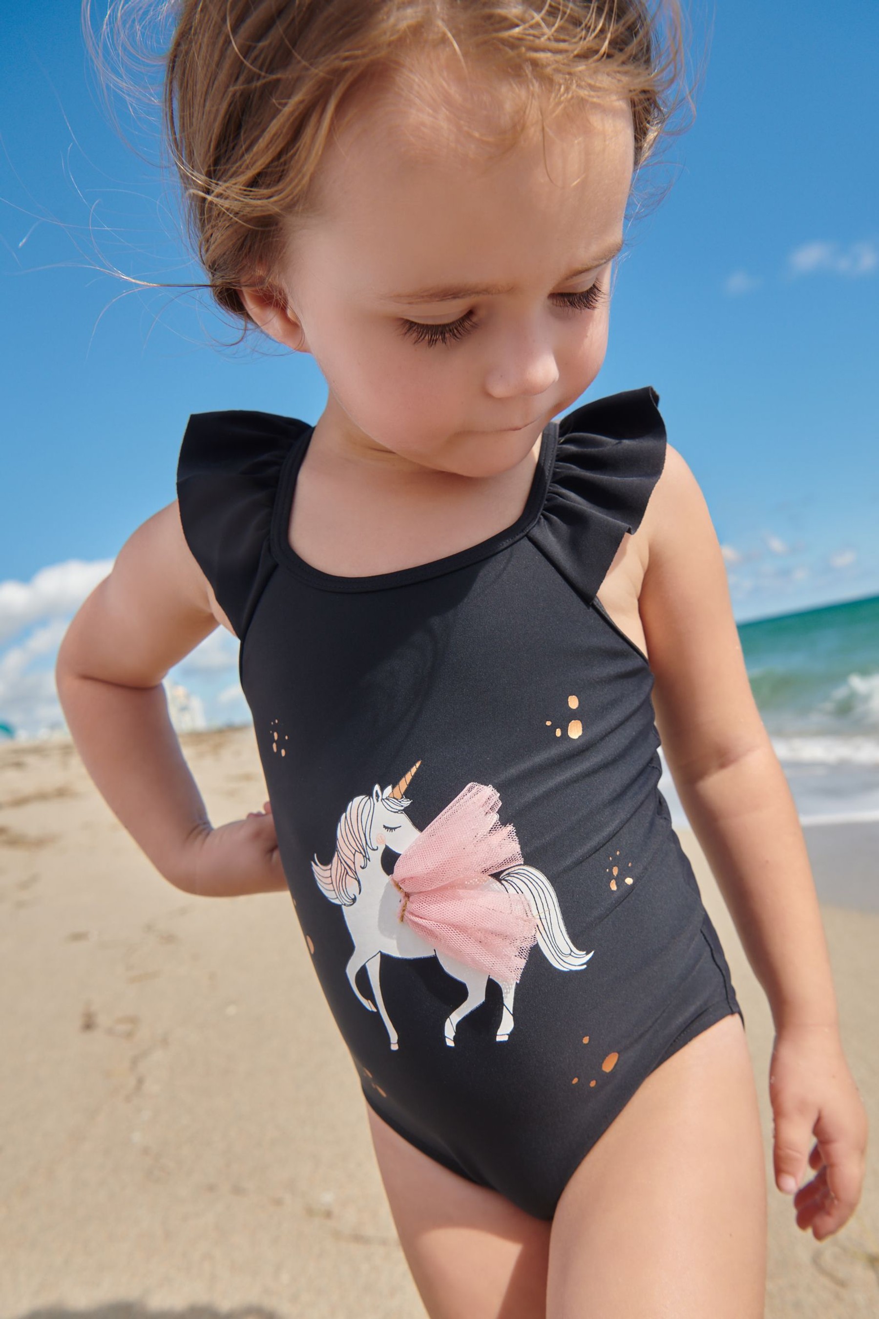 Frill Sleeved Swimsuit (3mths-12yrs)