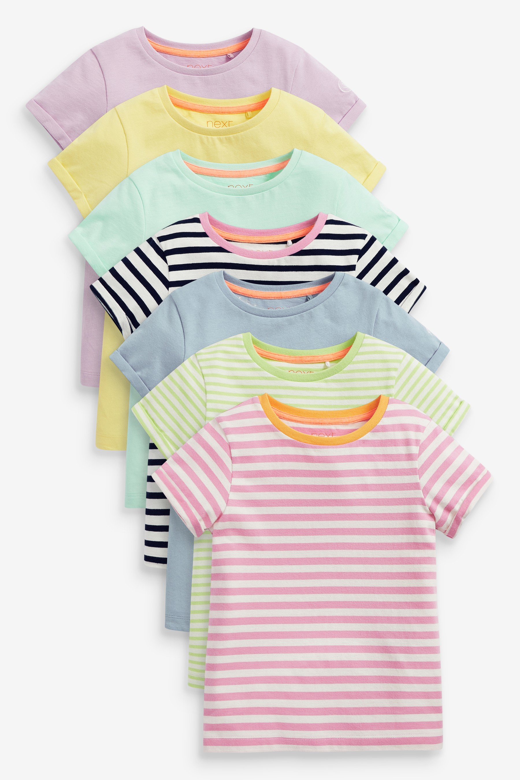 7 Pack Solid/Stripe T-Shirts (3-16yrs)