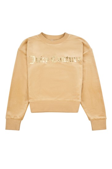 Juicy Couture Brown Velour Crew Sweater