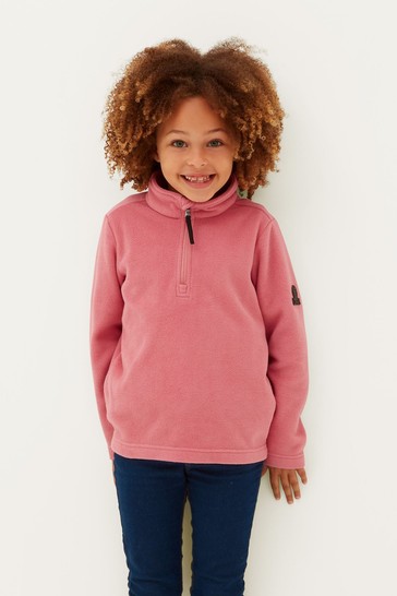 Tog24 Pink Toffolo Kids Zip Neck Fleece