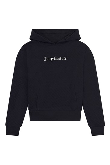 Juicy Couture Black Quilted Oversized Over The Head Hoodie