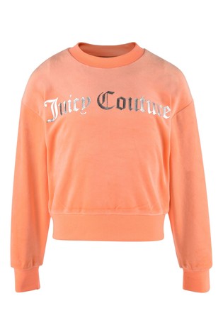 Juicy Couture Orange Velour Crew Neck Sweatshirt