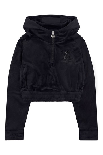 Juicy Couture Black Velour Quarter Zip Hoodie