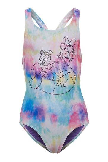 adidas Girls Multicolour Little Kids Disney Daisy Duck Swimsuit