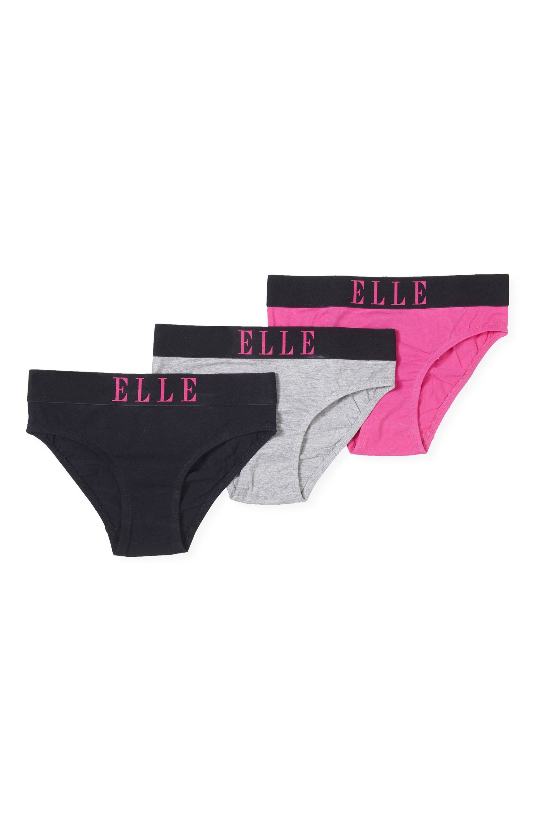 ELLE Pink Logo Deep Elastic Briefs 3 Pack