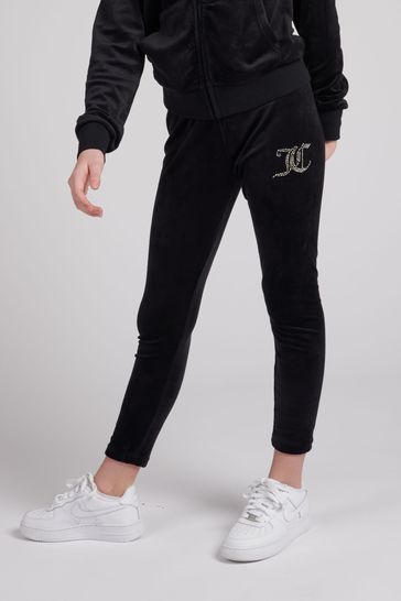 Juicy Couture Black Diamante Velour Leggings