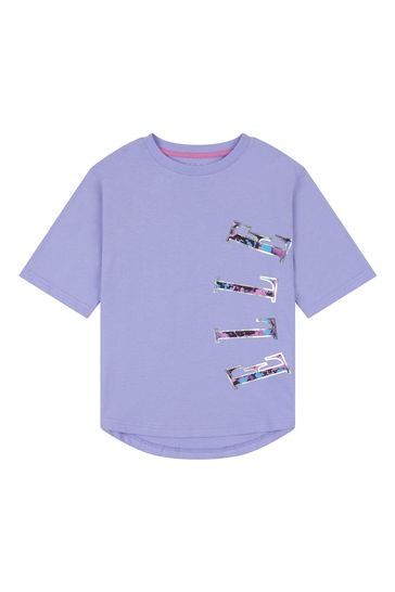 ELLE Blue Butterfly Drop Hem T-Shirt