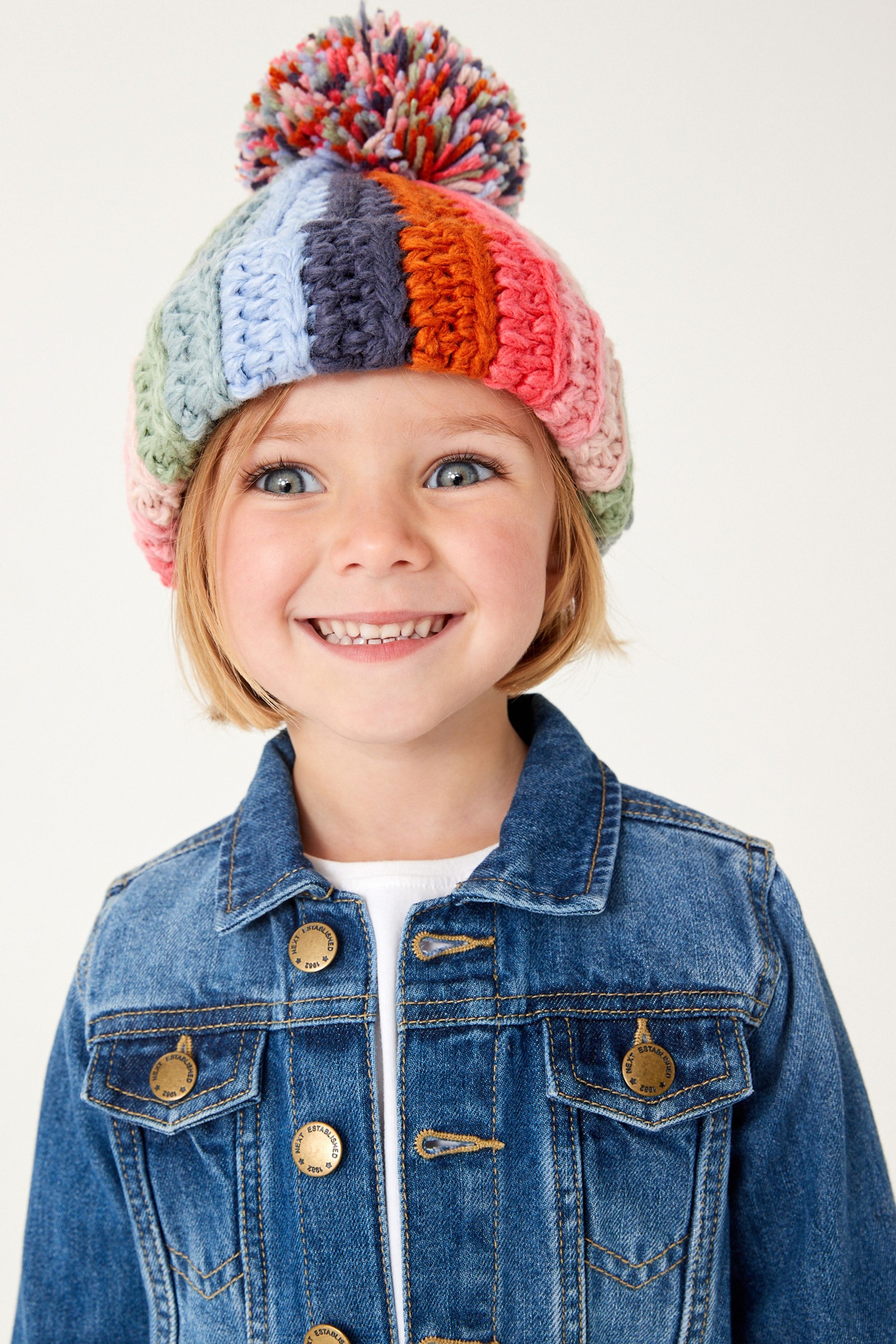 Stripe Pom Pom Beanie Hat (3mths-6yrs)