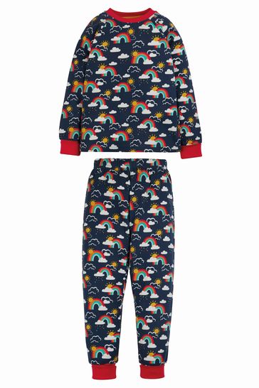 Frugi Blue Organic Pyjama Set Rainbow