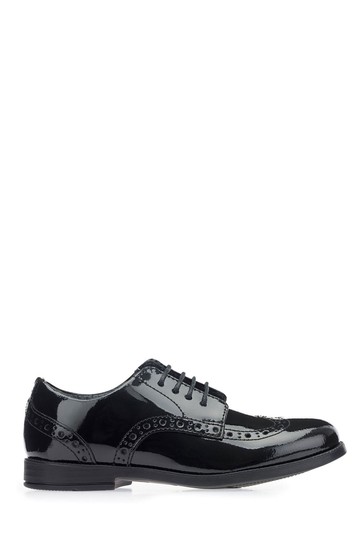 Start-Rite Pri Brogue Lace-up Black Patent Leather School Shoes