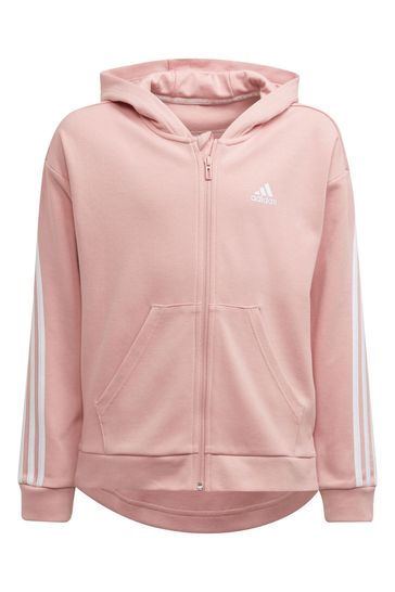 adidas 3 Stripe Zip Through Hoodie