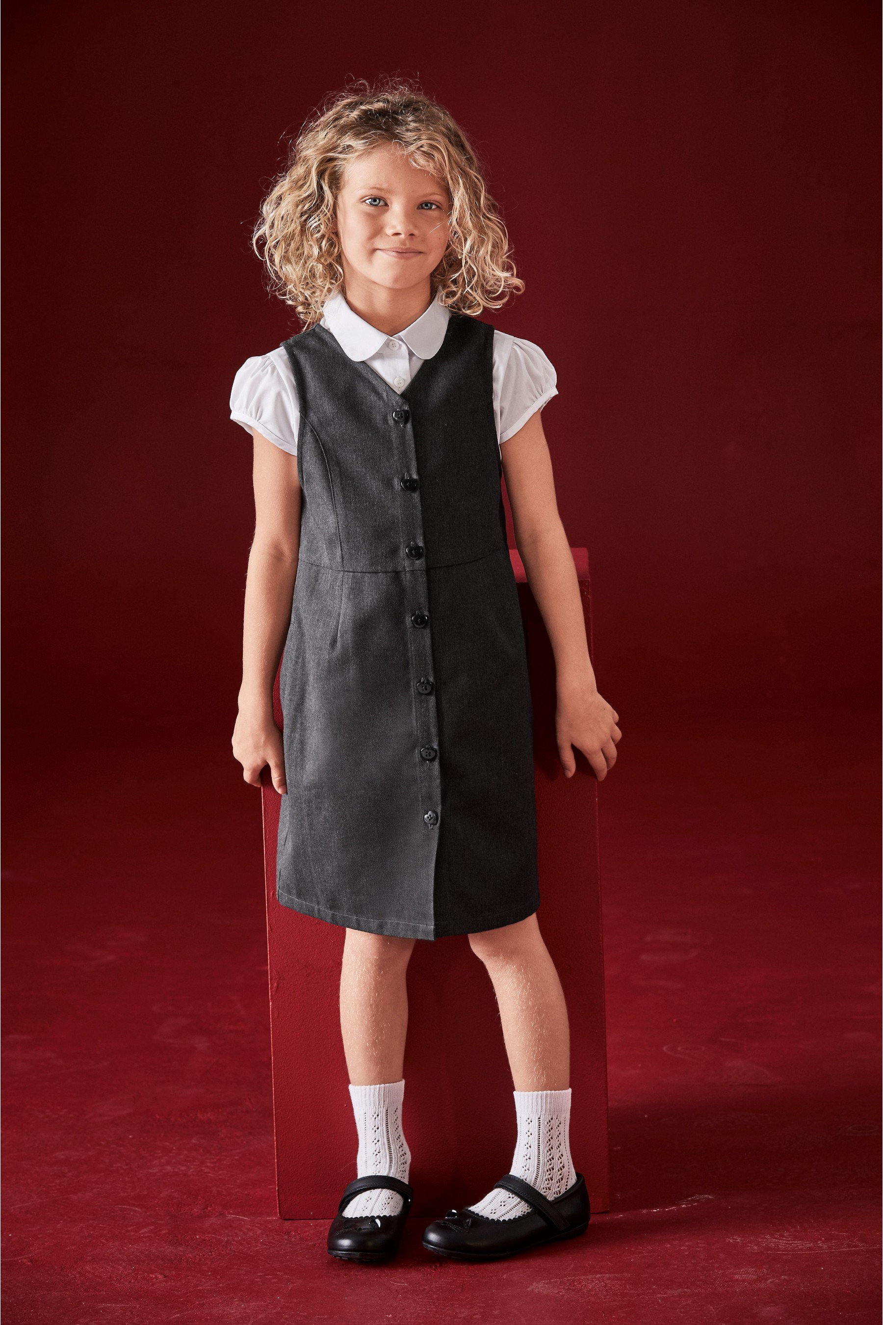 Heart Button Through Pinafore (3-14yrs)