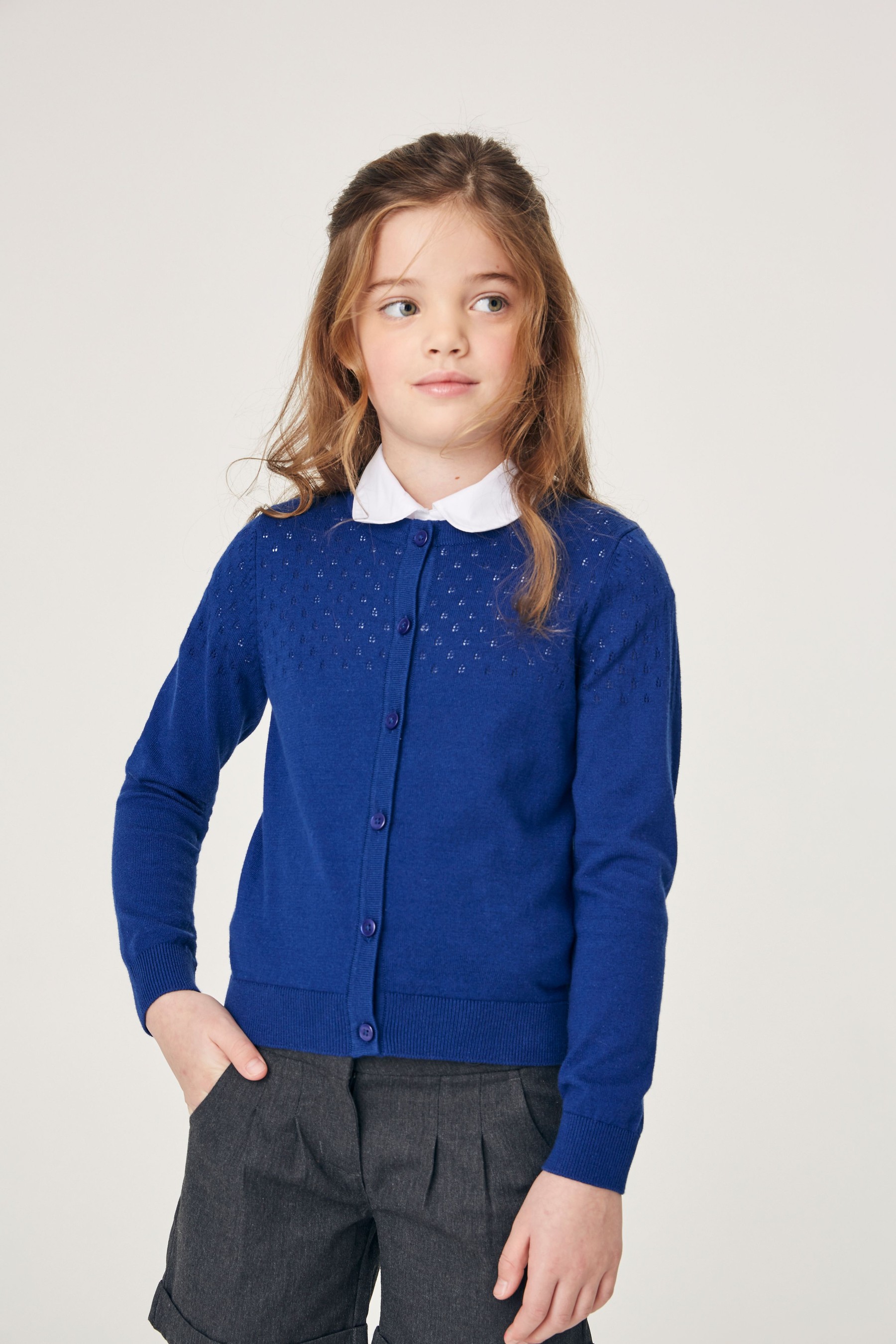 Pointelle Detail School Cardigan (3-16yrs)