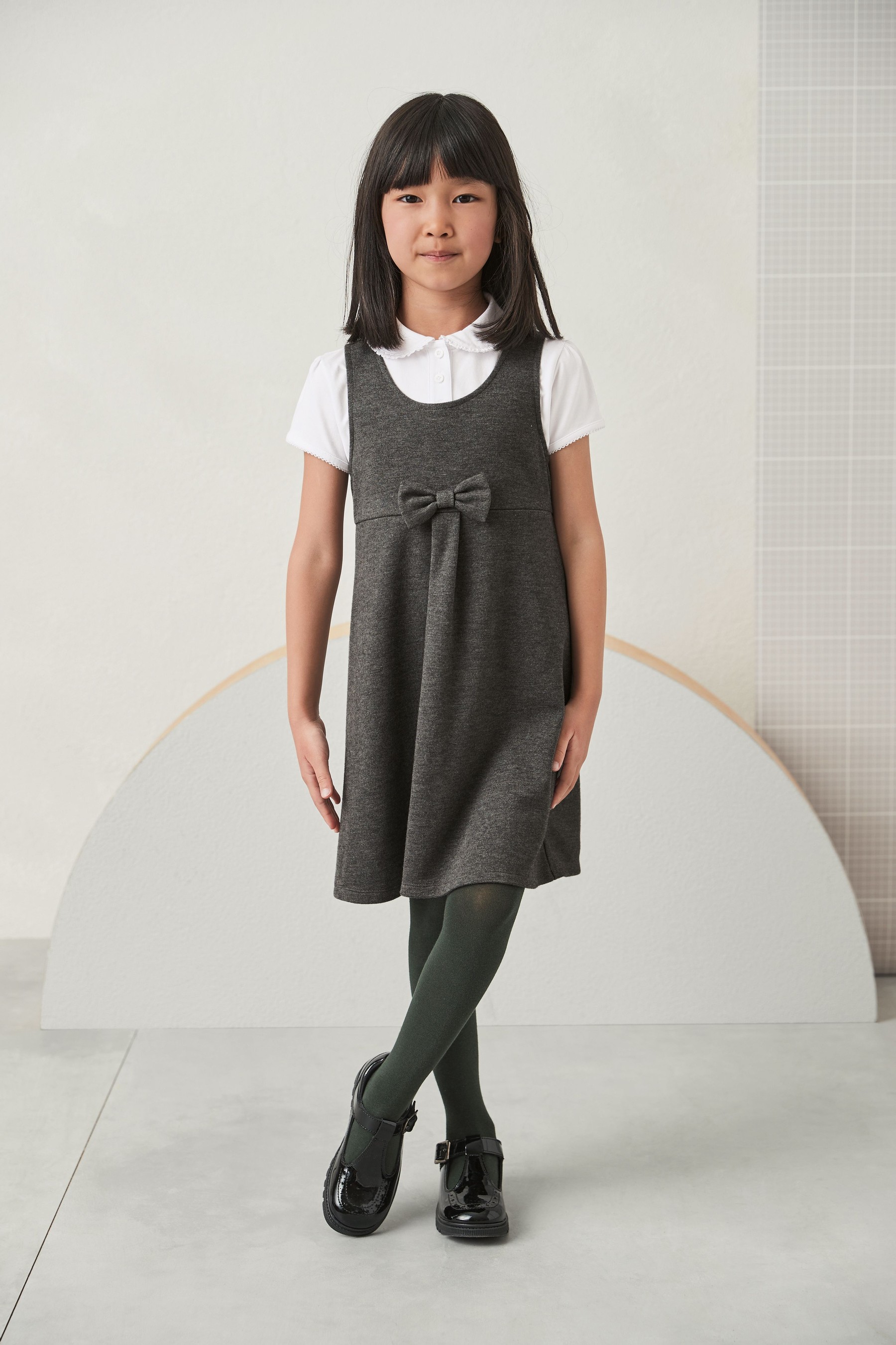 Jersey Bow School Pinafore (3-14yrs)