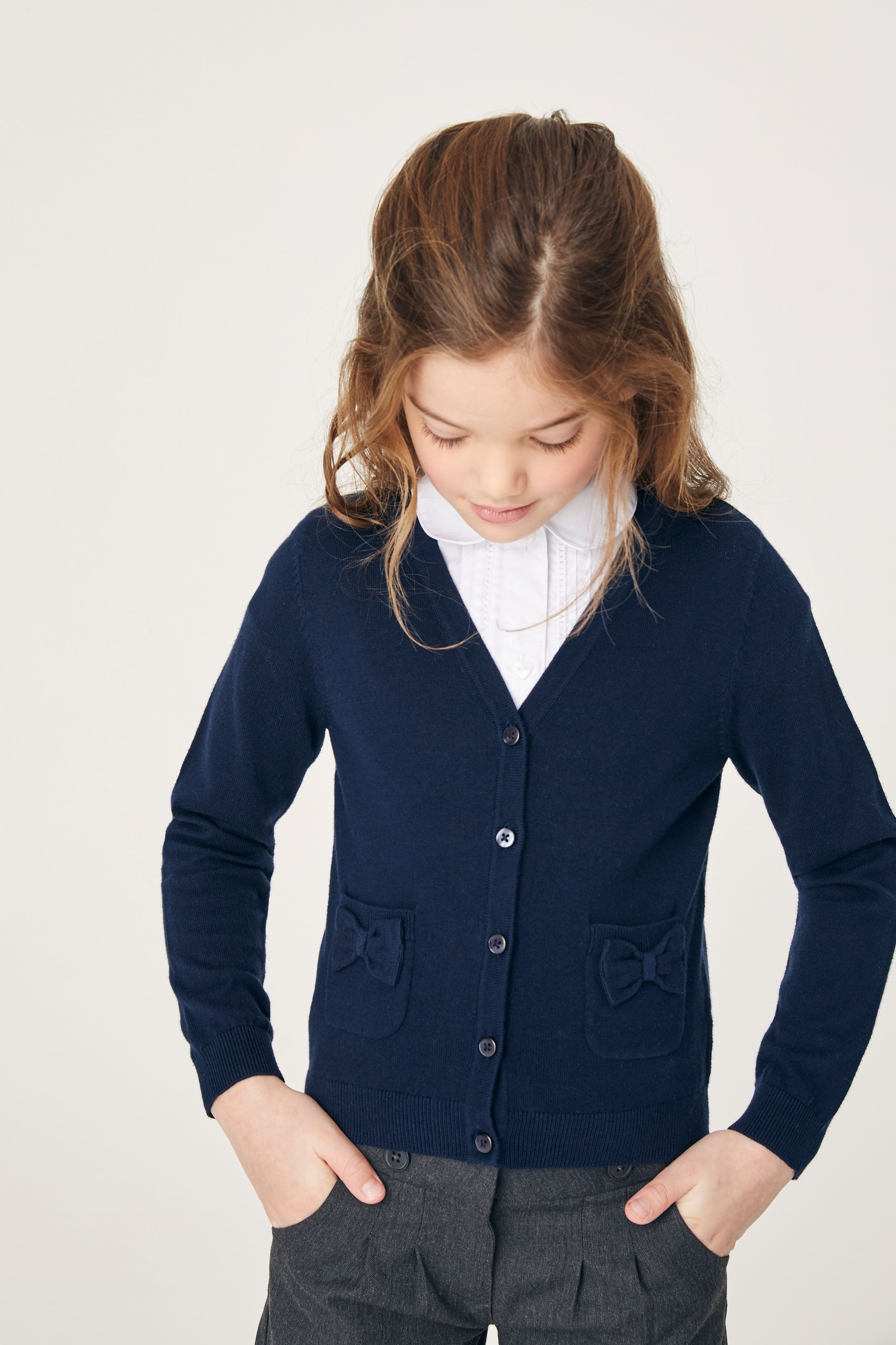 Bow Pocket School Cardigan (3-16yrs)