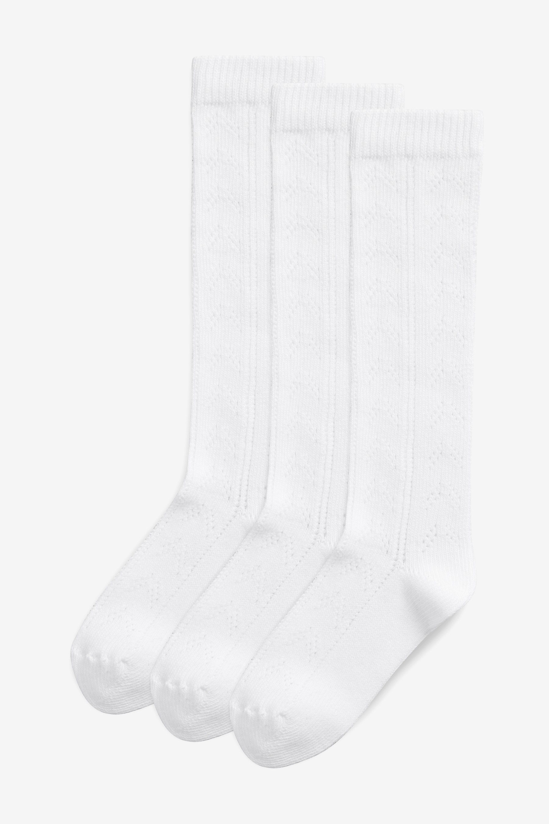 3 Pack Cotton Rich Pointelle Knee High School Socks