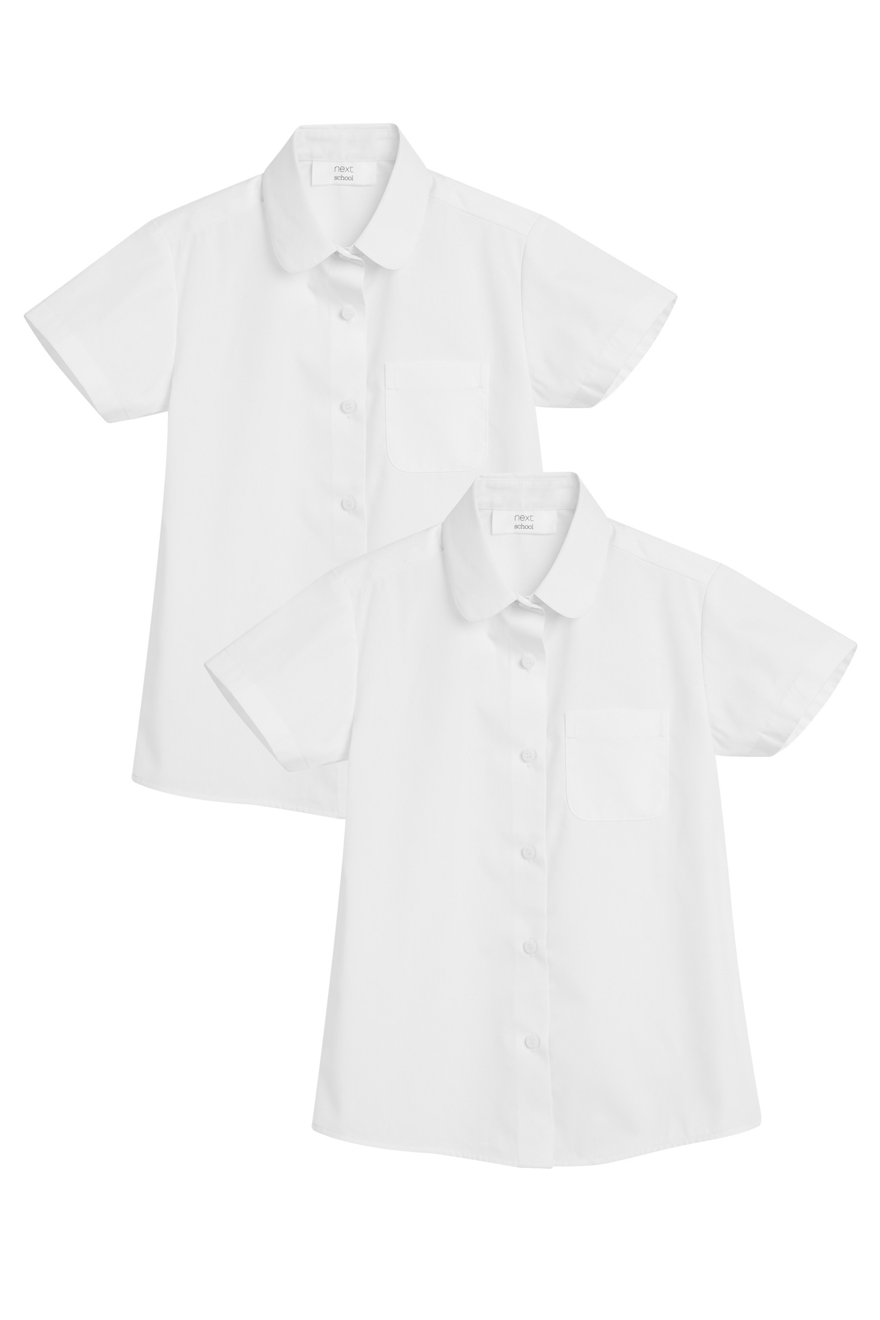 2 Pack Short Sleeve Curved Collar Shirt (3-16yrs)